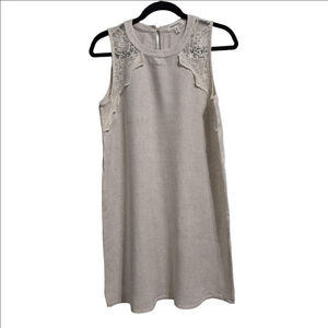 Women's Monteau‎ Dress Size M Beige Sleeveless Lace Detail